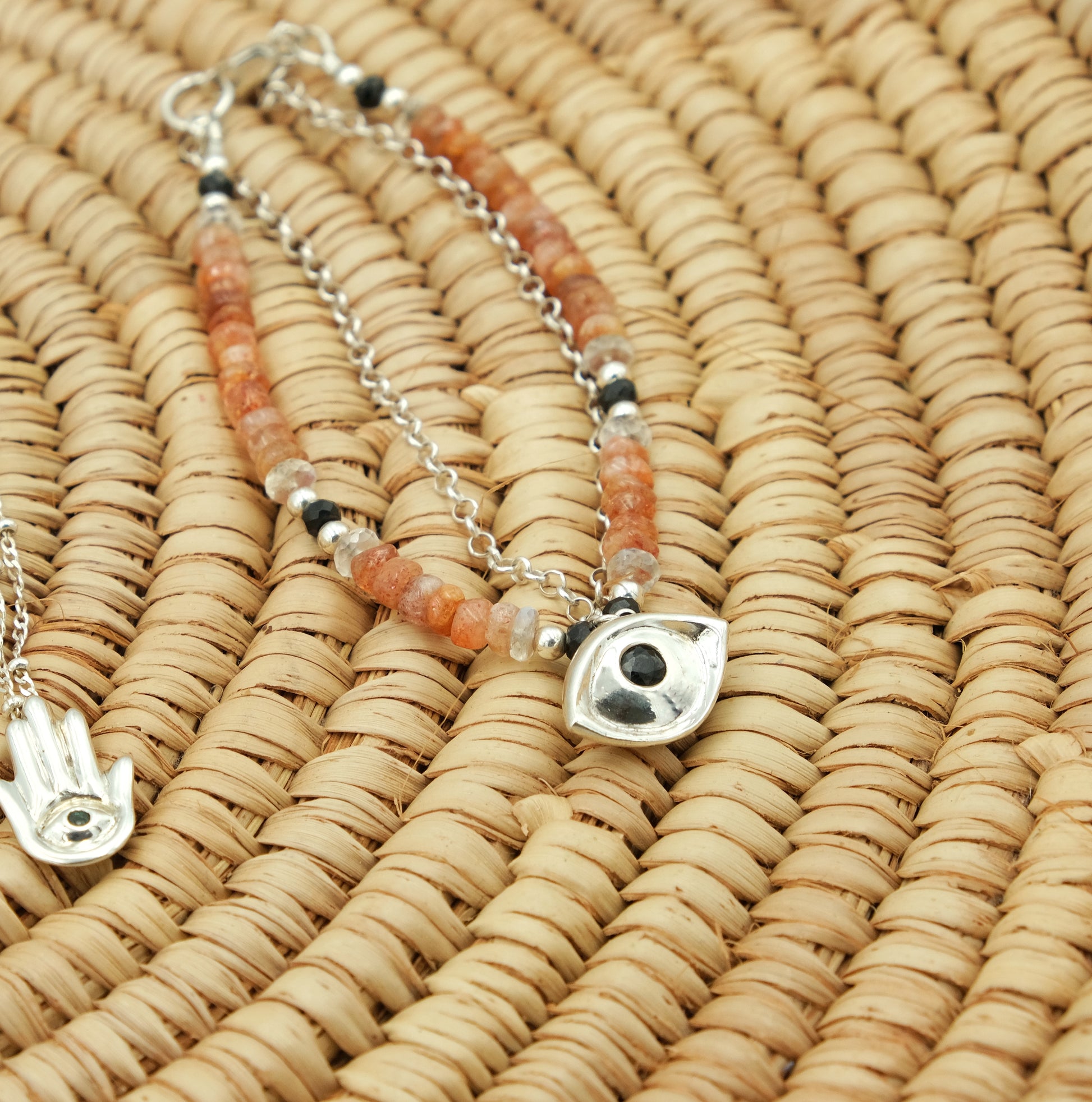 Almond Eye beaded and chain Double Bracelet 3