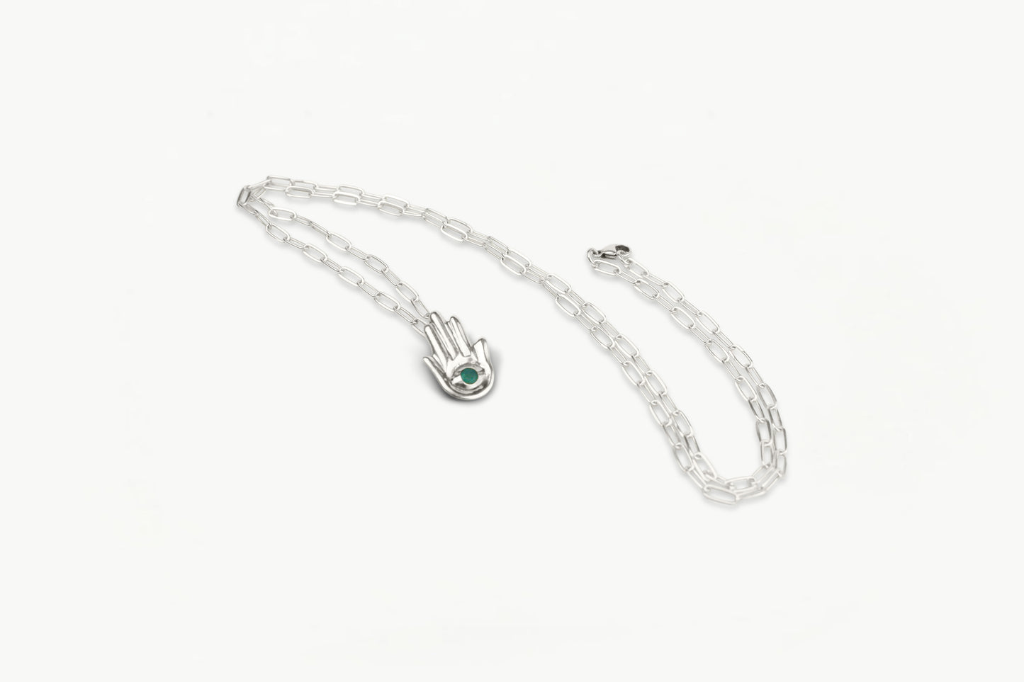 Hand of Fatima Paper Clip Chain Necklace