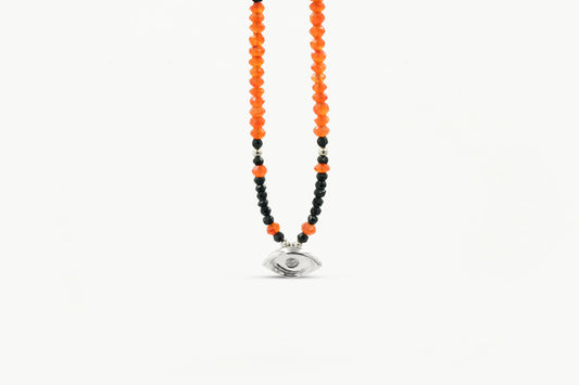 Almond Eye Beaded and Chain Necklace
