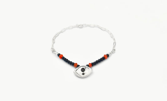 Almond Eye Beaded Paper Clip Chain Bracelet